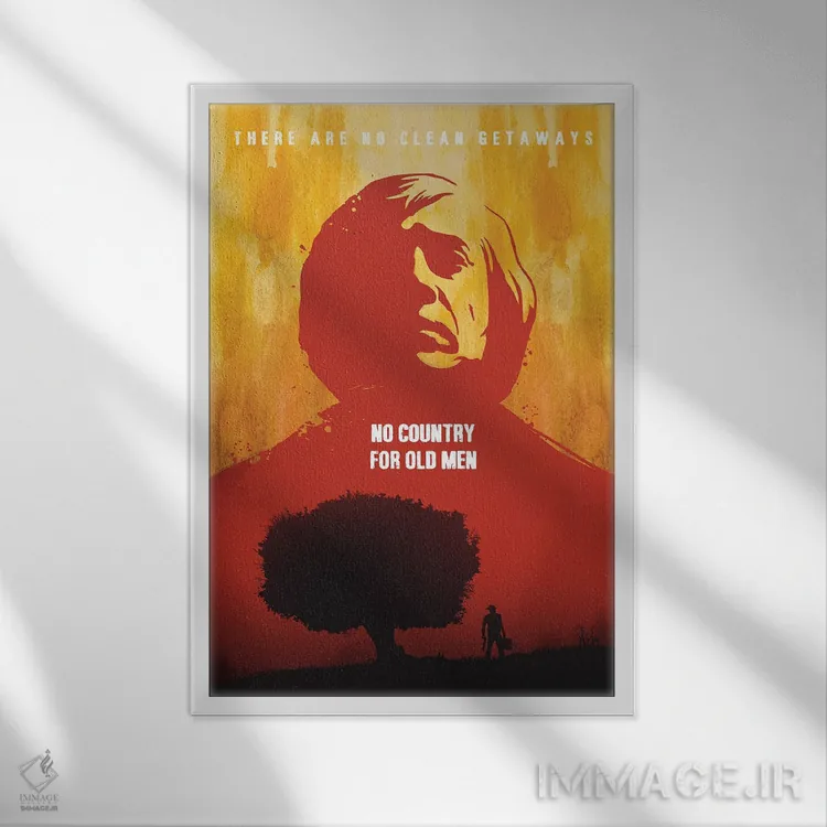 تابلو دکوراتیو هنر فیلم جایی برای پیرمردها نیست اثر ۲ توست دیزاین - نمای قابدار سفید