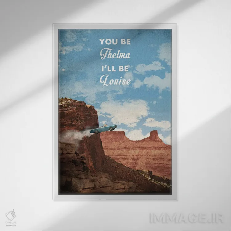 تابلو دکوراتیو هنر فیلم سفر تلما و لوئیز اثر ۲ توست دیزاین - نمای قابدار سفید