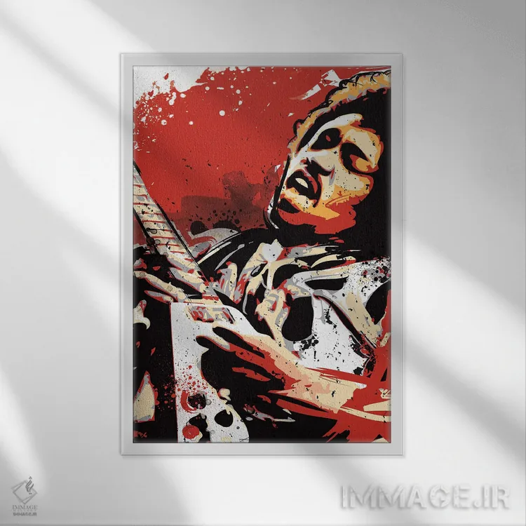 تابلو دکوراتیو پاپ آرت جیمی هندریکس اثر ۲ توست دیزاین - نمای قابدار سفید