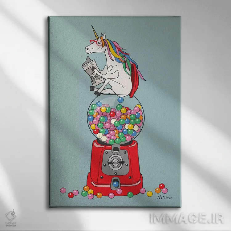 تابلو دکوراتیو آدامس تک شاخ اثر نوتسنیو آرت - نمای روبهرو روی دیوار