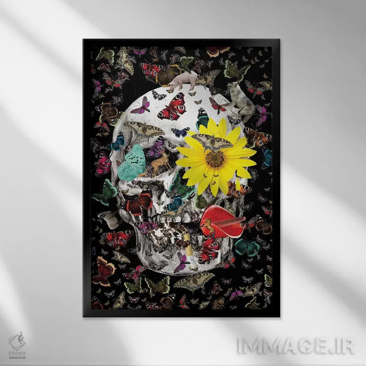 تابلو دکوراتیو اکوسیستم جمجمه اثر نوتسنیو آرت - نمای قابدار مشکی
