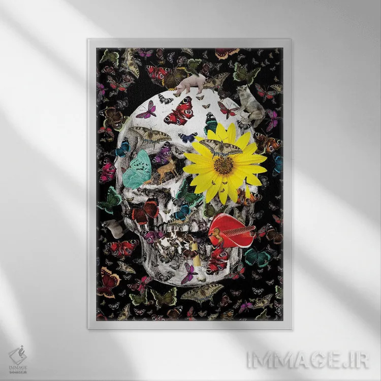 تابلو دکوراتیو اکوسیستم جمجمه اثر نوتسنیو آرت - نمای قابدار سفید