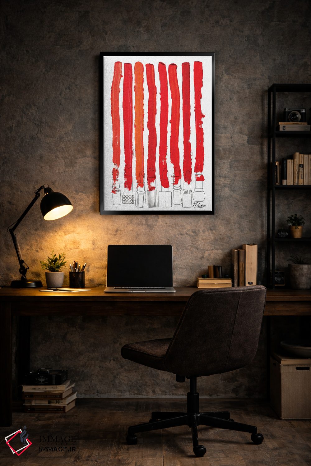 تابلو مینیمال خطوط رژگونه ای قرمز اثر نوتسنیو آرت - D4B