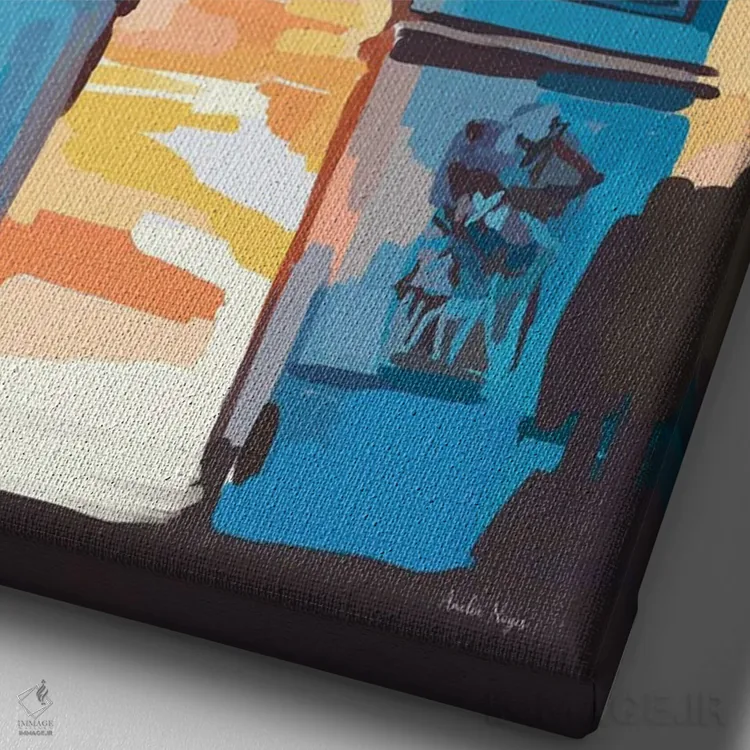 تابلو مینیمال قوس اثر آملیا نویز - نمای نزدیک بافت بوم