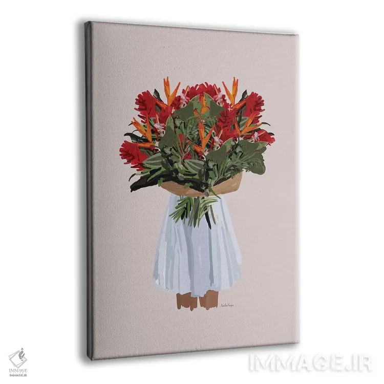 تابلو مینیمال دختر گل های استوایی اثر آملیا نویز - نمای پرسپکتیو محصول