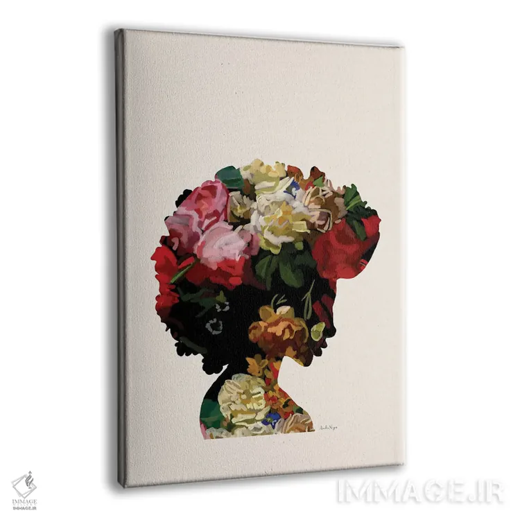 تابلو مینیمال سر با گل II اثر آملیا نویز - نمای پرسپکتیو محصول