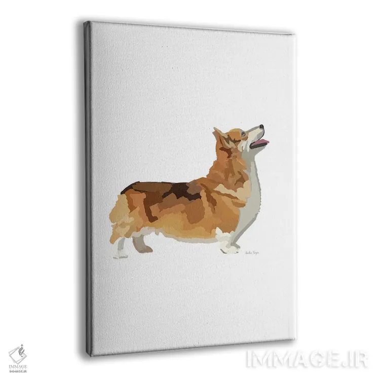 تابلو مینیمال سگ کورگی اثر آملیا نویز - نمای پرسپکتیو محصول