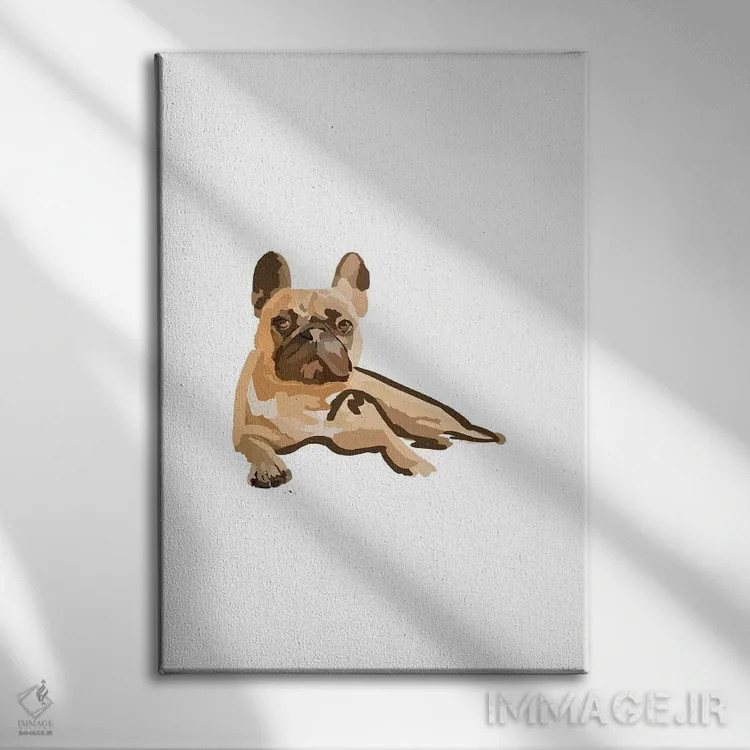 تابلو مینیمال بولداگ فرانسوی اثر آملیا نویز - نمای روبهرو روی دیوار