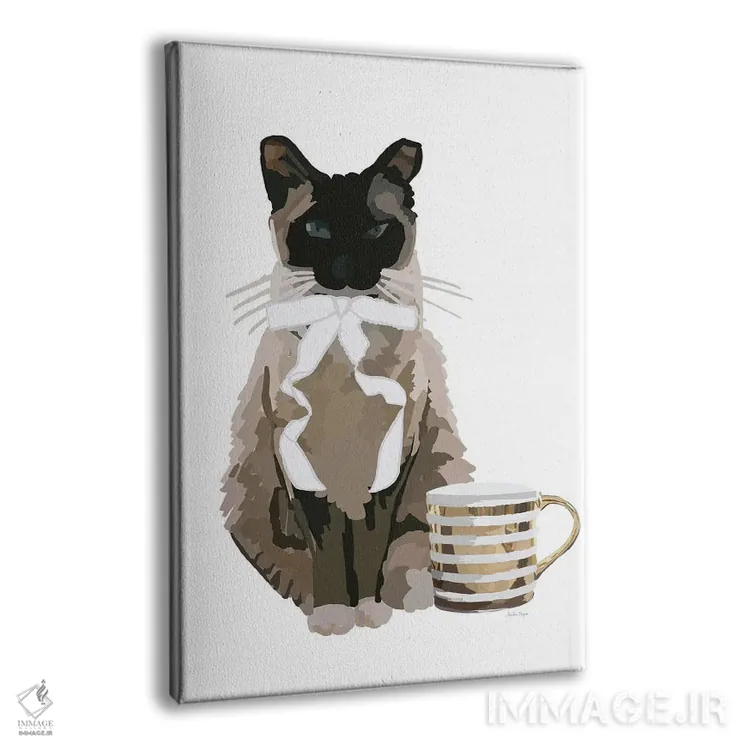 تابلو مینیمال گربه و قهوه اثر آملیا نویز - نمای پرسپکتیو محصول