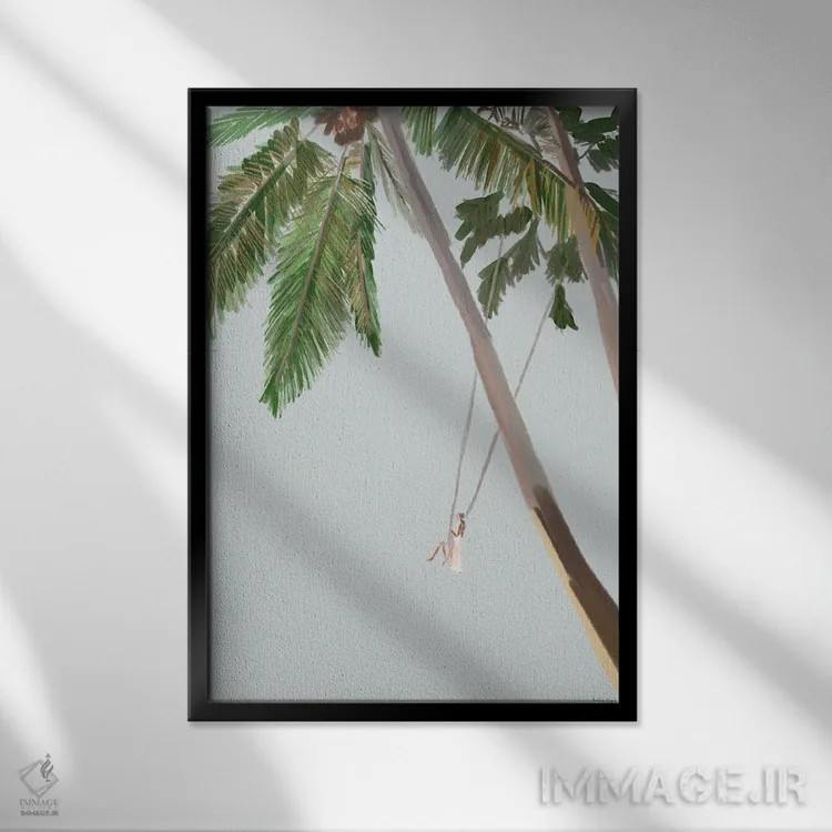 تابلو مینیمال تاب پرنده اثر آملیا نویز - نمای قابدار مشکی