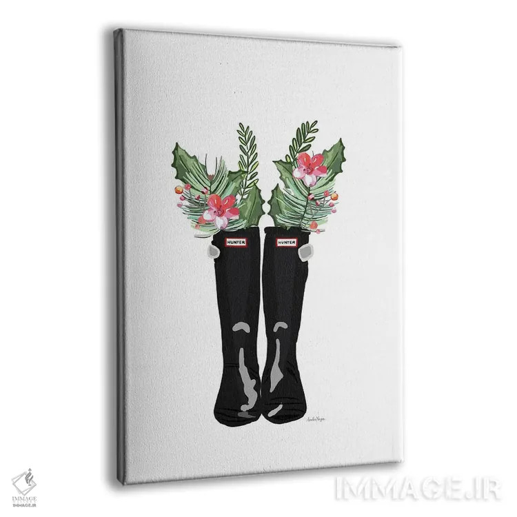 تابلو مینیمال چکمه های کریسمس اثر آملیا نویز - نمای پرسپکتیو محصول