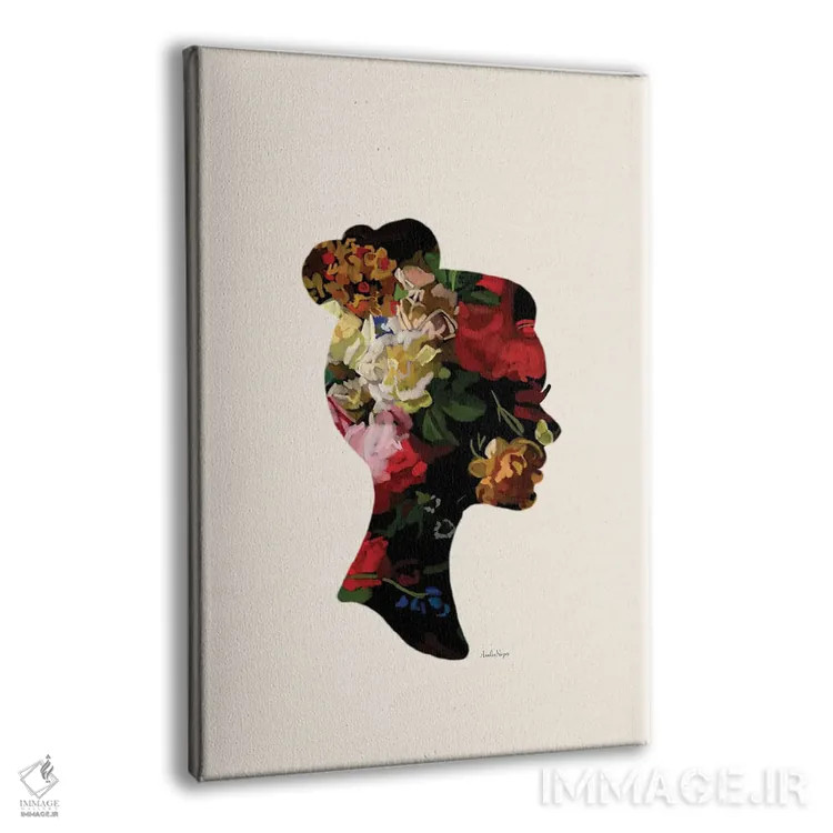 تابلو مینیمال سر با گل III اثر آملیا نویز - نمای پرسپکتیو محصول