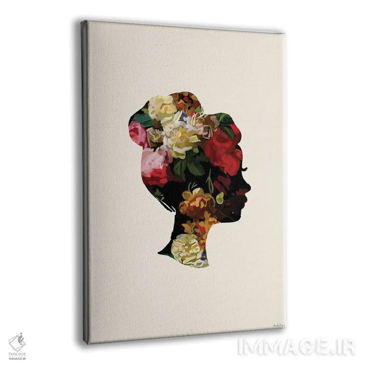تابلو مینیمال سر با گل I اثر آملیا نویز - نمای پرسپکتیو محصول