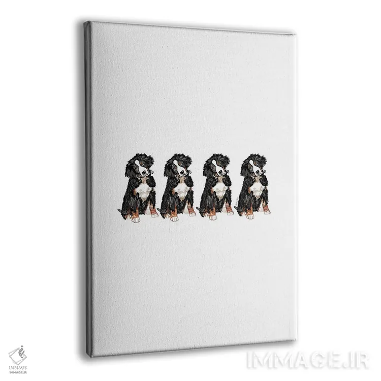 تابلو مینیمال سگ چهارتایی اثر آملیا نویز - نمای پرسپکتیو محصول
