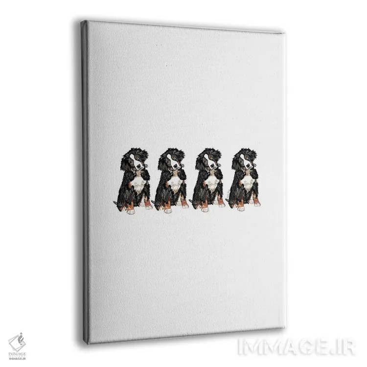 تابلو مینیمال سگ چهارتایی اثر آملیا نویز - نمای پرسپکتیو محصول