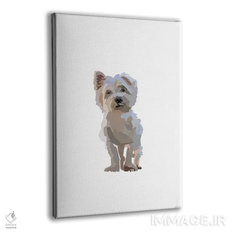 تابلو مینیمال توله سگ سفید اثر آملیا نویز - نمای پرسپکتیو محصول