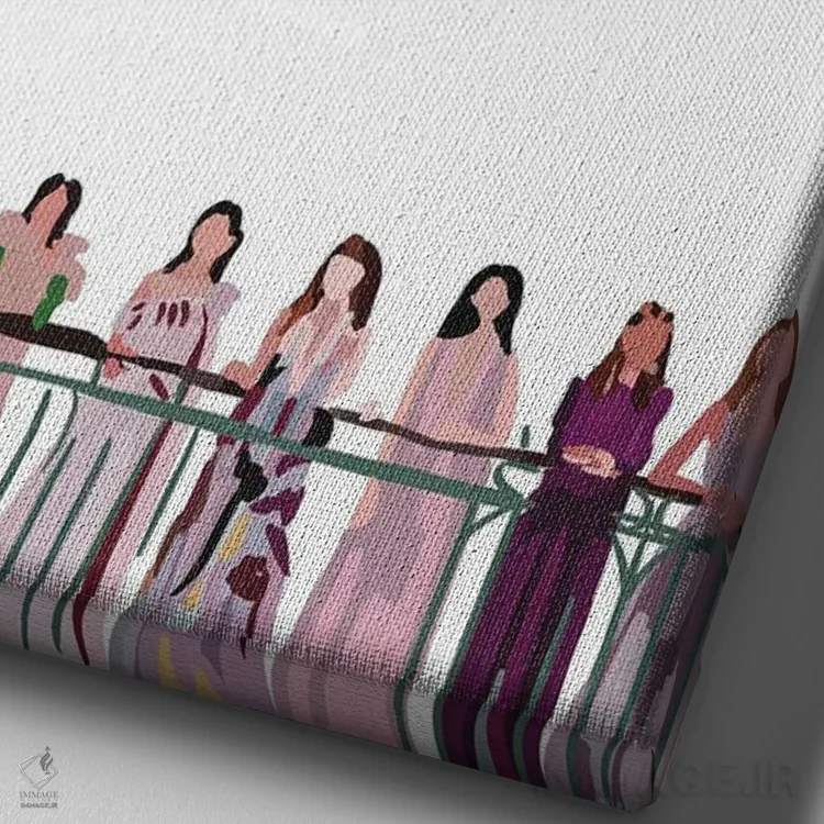 تابلو مینیمال نمایش مد اثر آملیا نویز - نمای نزدیک بافت بوم