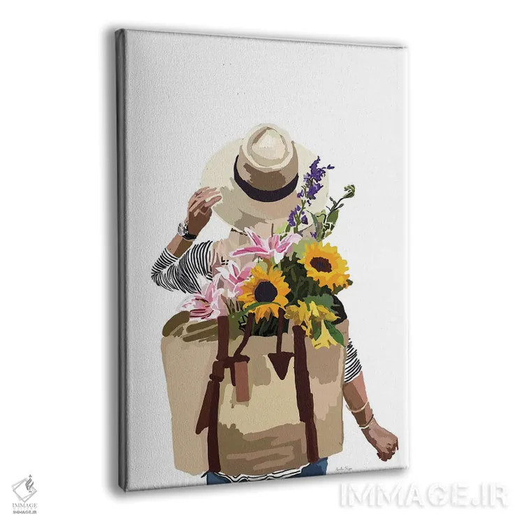 تابلو مینیمال کوله پشتی گلدار اثر آملیا نویز - نمای پرسپکتیو محصول