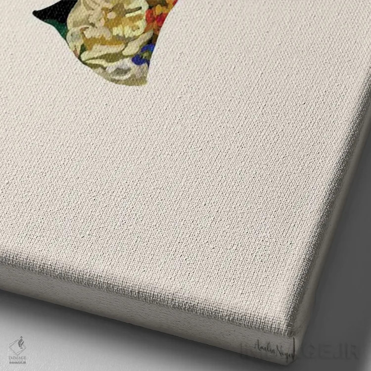 تابلو مینیمال سر با گل I اثر آملیا نویز - نمای نزدیک بافت بوم