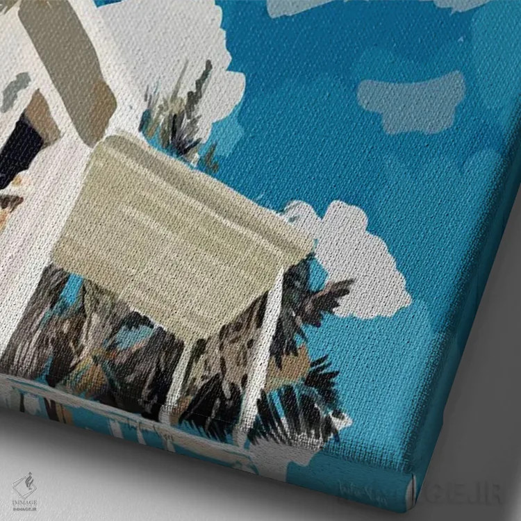 تابلو مینیمال چشم انداز استوایی اثر آملیا نویز - نمای نزدیک بافت بوم