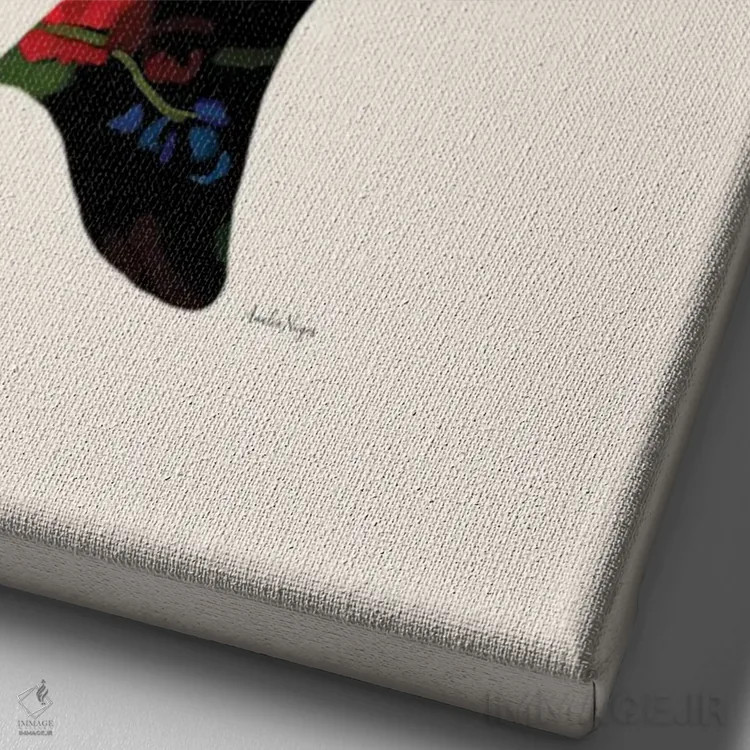 تابلو مینیمال سر با گل III اثر آملیا نویز - نمای نزدیک بافت بوم