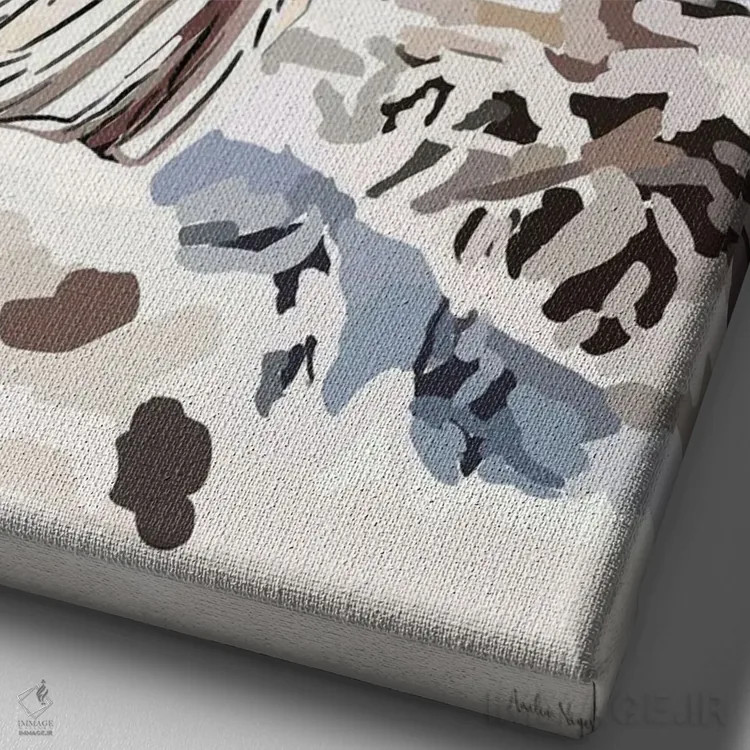 تابلو مدرن دختر اقیانوسی مد اثر آملیا نویز - نمای نزدیک بافت بوم