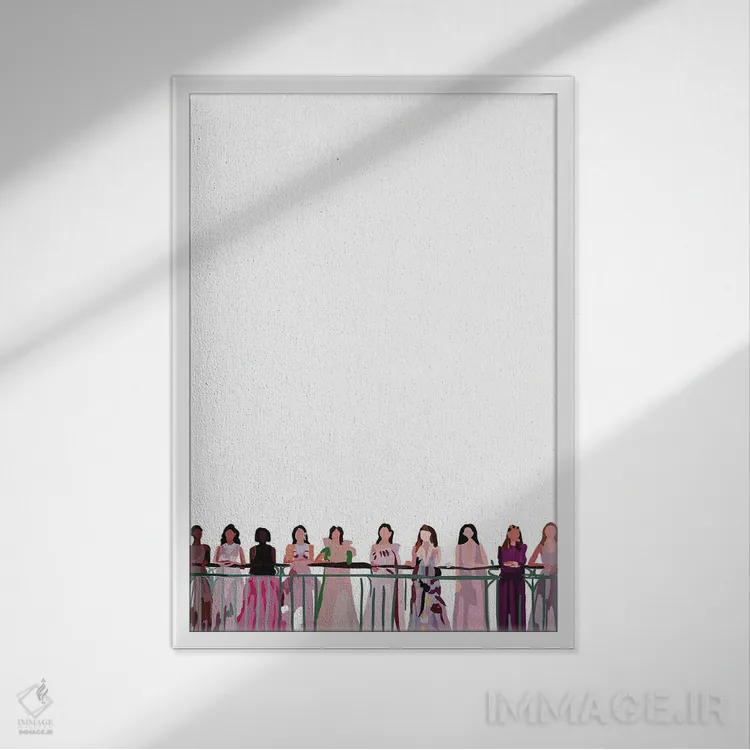 تابلو مینیمال نمایش مد اثر آملیا نویز - نمای قابدار سفید