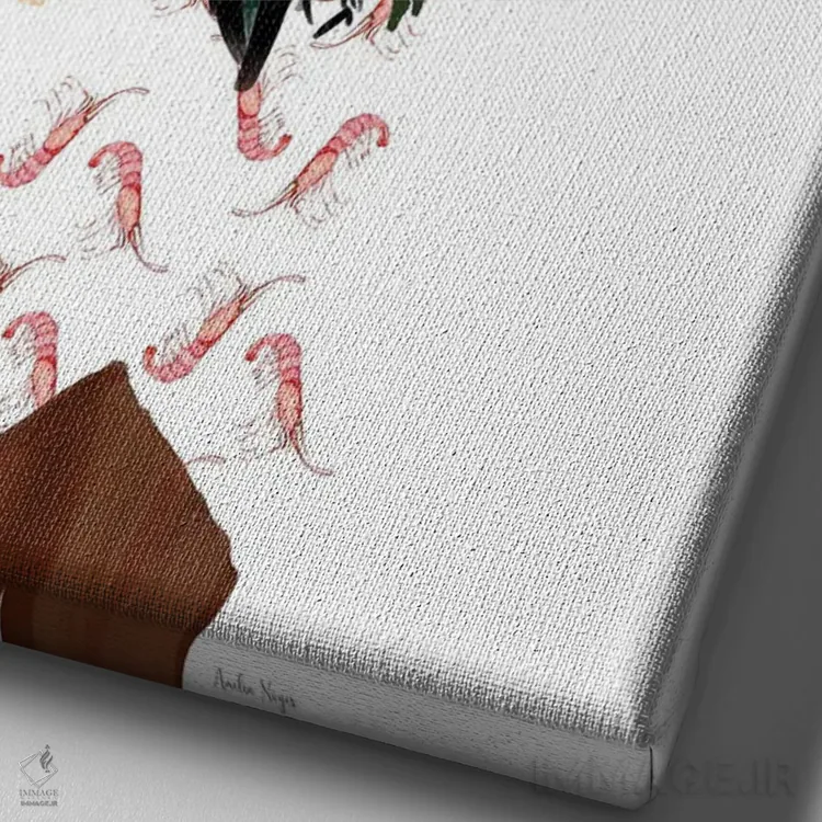 تابلو مینیمال مدگرای گل پوش اثر آملیا نویز - نمای نزدیک بافت بوم