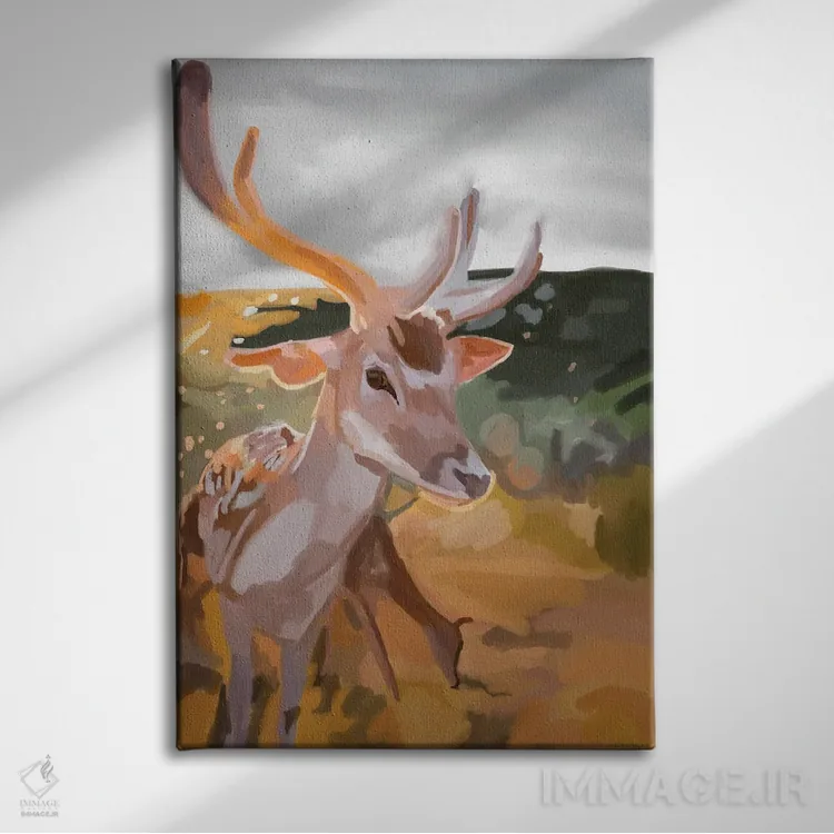 تابلو مینیمال گوزن اثر آملیا نویز - نمای روبهرو روی دیوار