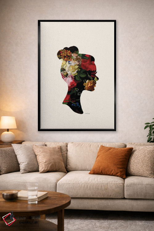 تابلو مینیمال سر با گل III اثر آملیا نویز - D1B