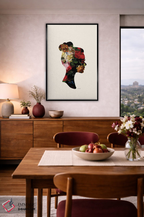 تابلو مینیمال سر با گل III اثر آملیا نویز - D4B