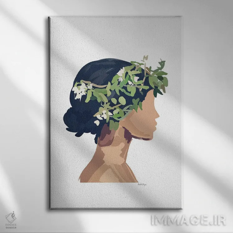 تابلو مینیمال تاج گل اثر آملیا نویز - نمای روبهرو روی دیوار