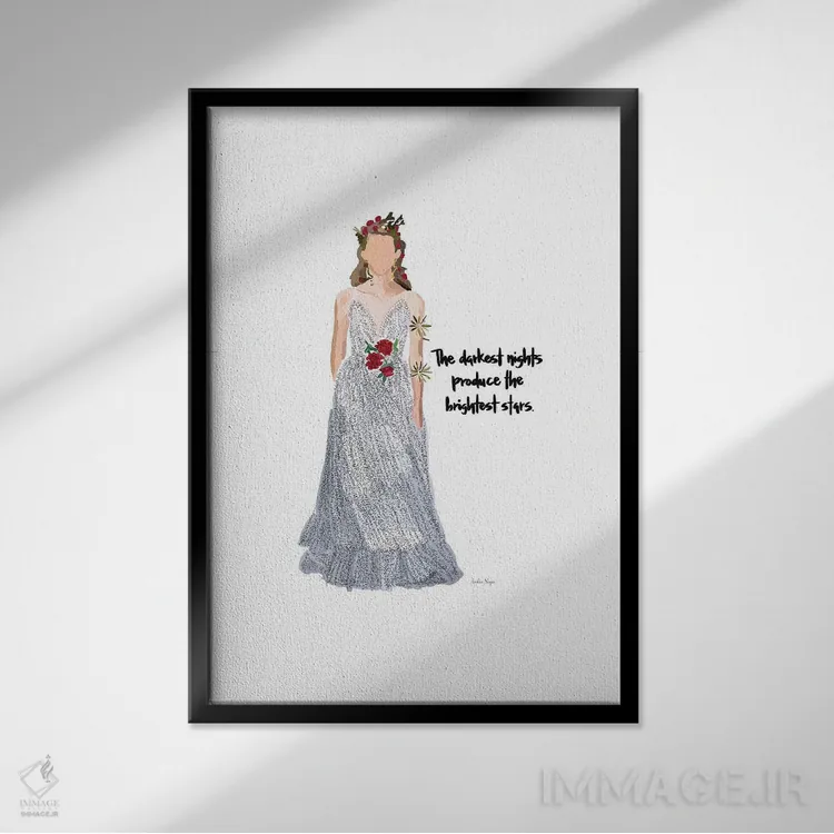 تابلو مینیمال شب مد اثر آملیا نویز - نمای قابدار مشکی