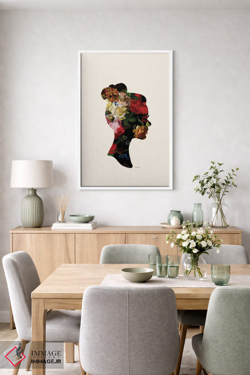 تابلو مینیمال سر با گل III اثر آملیا نویز - D5W