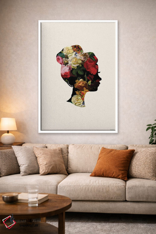 تابلو مینیمال سر با گل I اثر آملیا نویز - D1W