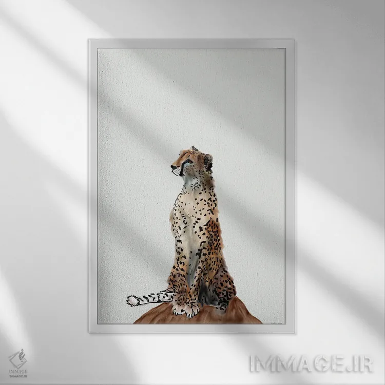 تابلو مینیمال یوزپلنگ اثر آملیا نویز - نمای قابدار سفید