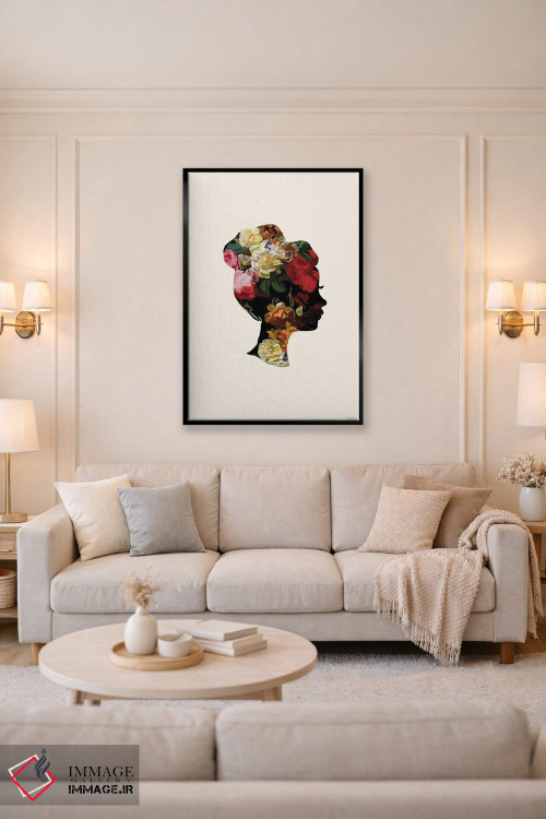 تابلو مینیمال سر با گل I اثر آملیا نویز - D4B