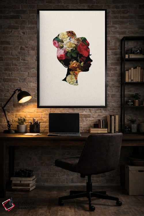 تابلو مینیمال سر با گل I اثر آملیا نویز - D5B