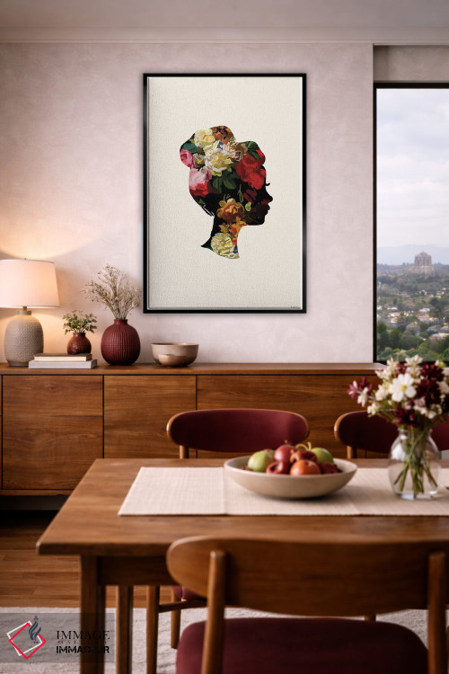 تابلو مینیمال سر با گل I اثر آملیا نویز - D6B