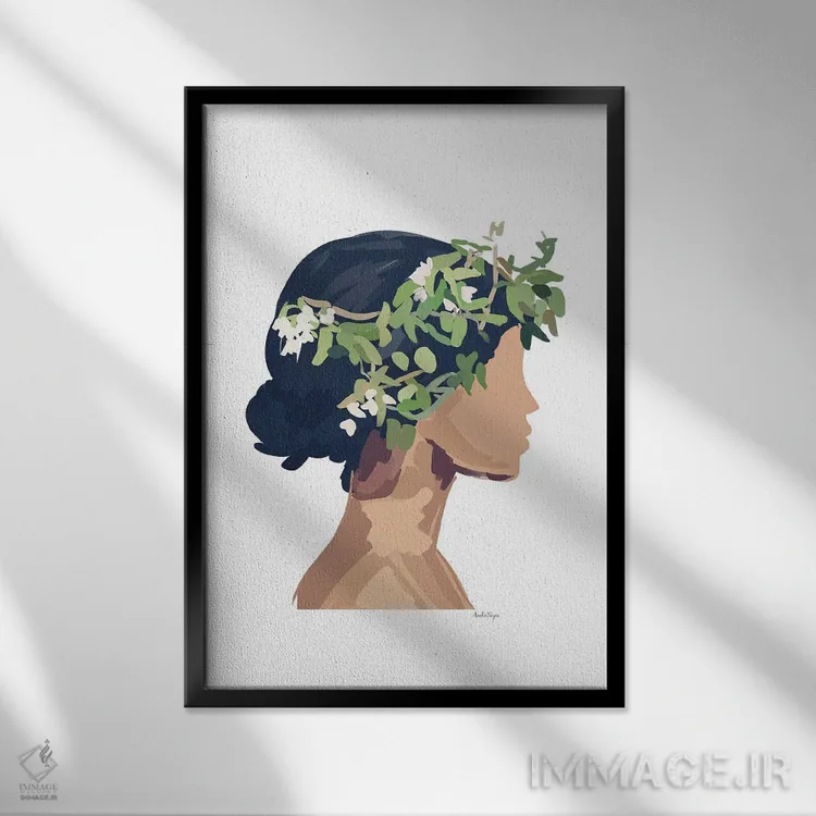 تابلو مینیمال تاج گل اثر آملیا نویز - نمای قابدار مشکی