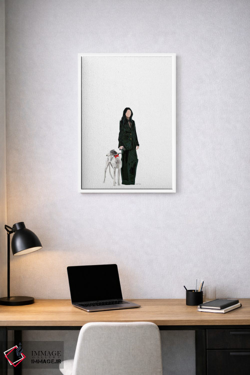 تابلو مینیمال دختر مد و سگ اثر آملیا نویز - D1W