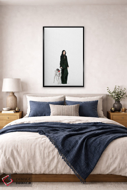 تابلو مینیمال دختر مد و سگ اثر آملیا نویز - D5B