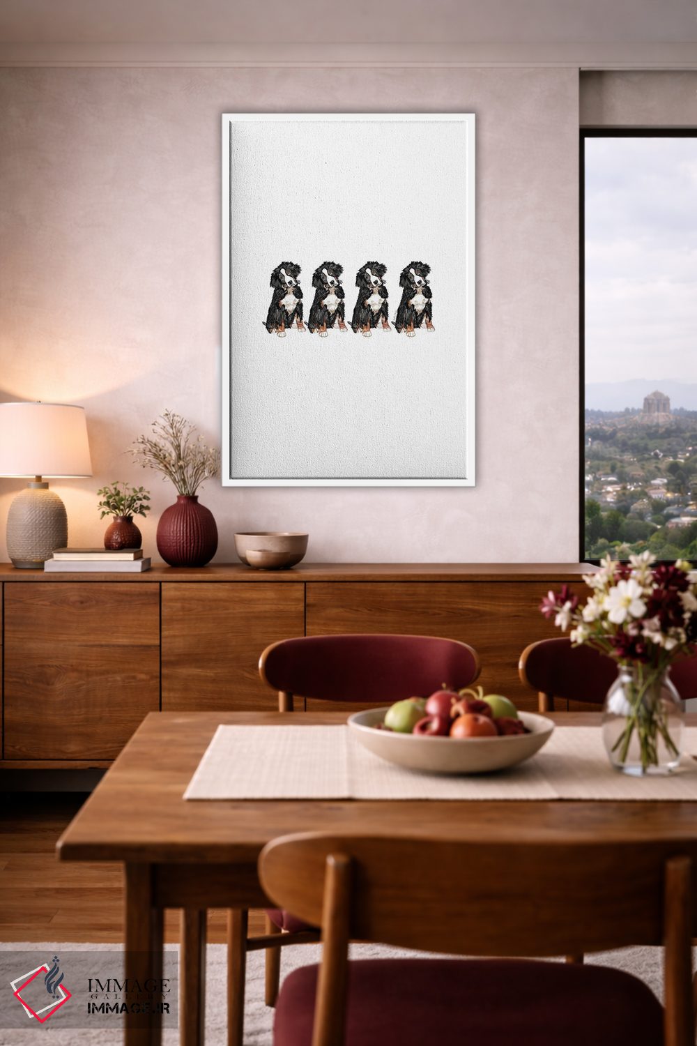 تابلو مینیمال سگ چهارتایی اثر آملیا نویز - D4W