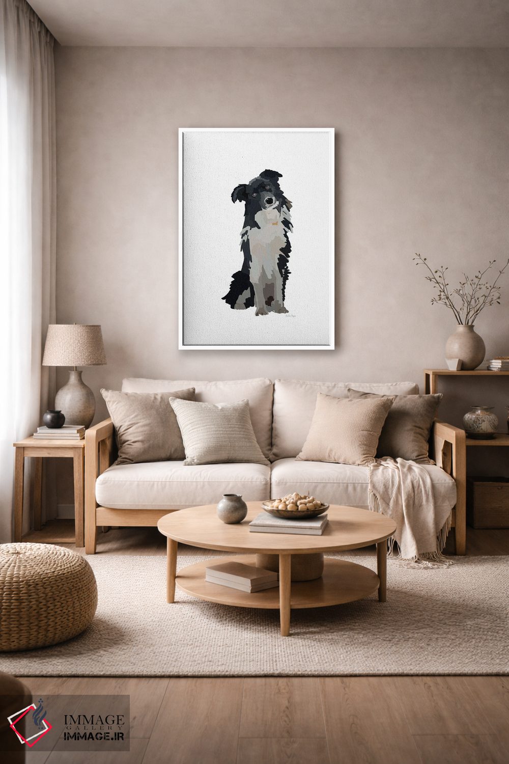 تابلو مینیمال توله سگ سیاه و سفید اثر آملیا نویز - D3W
