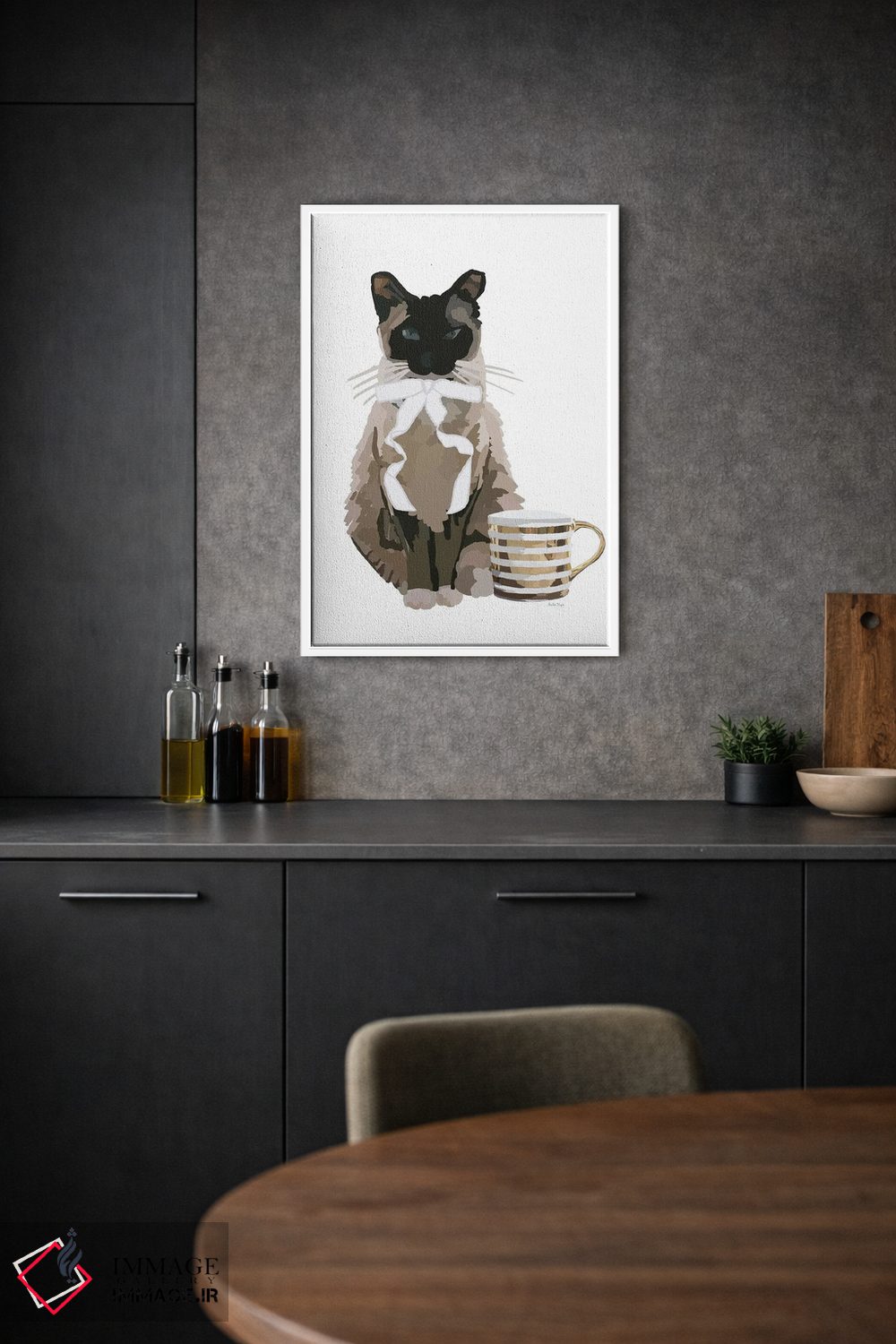 تابلو مینیمال گربه و قهوه اثر آملیا نویز - D1W