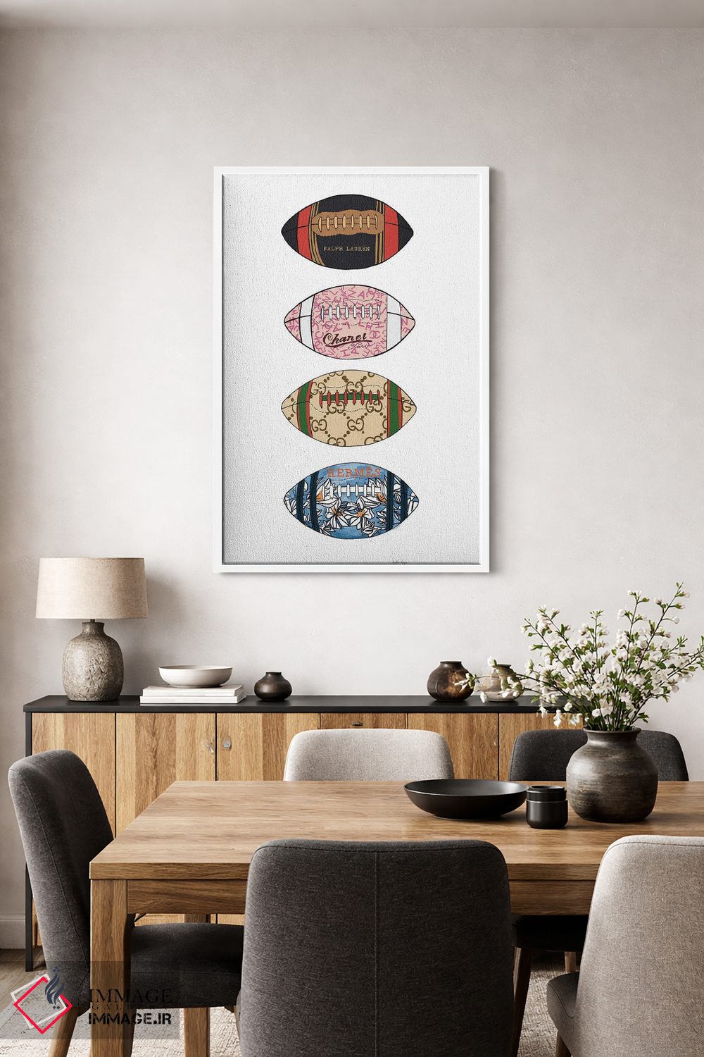 تابلو مینیمال توپ های فوتبال اوت کوتور اثر آملیا نویز - D3W