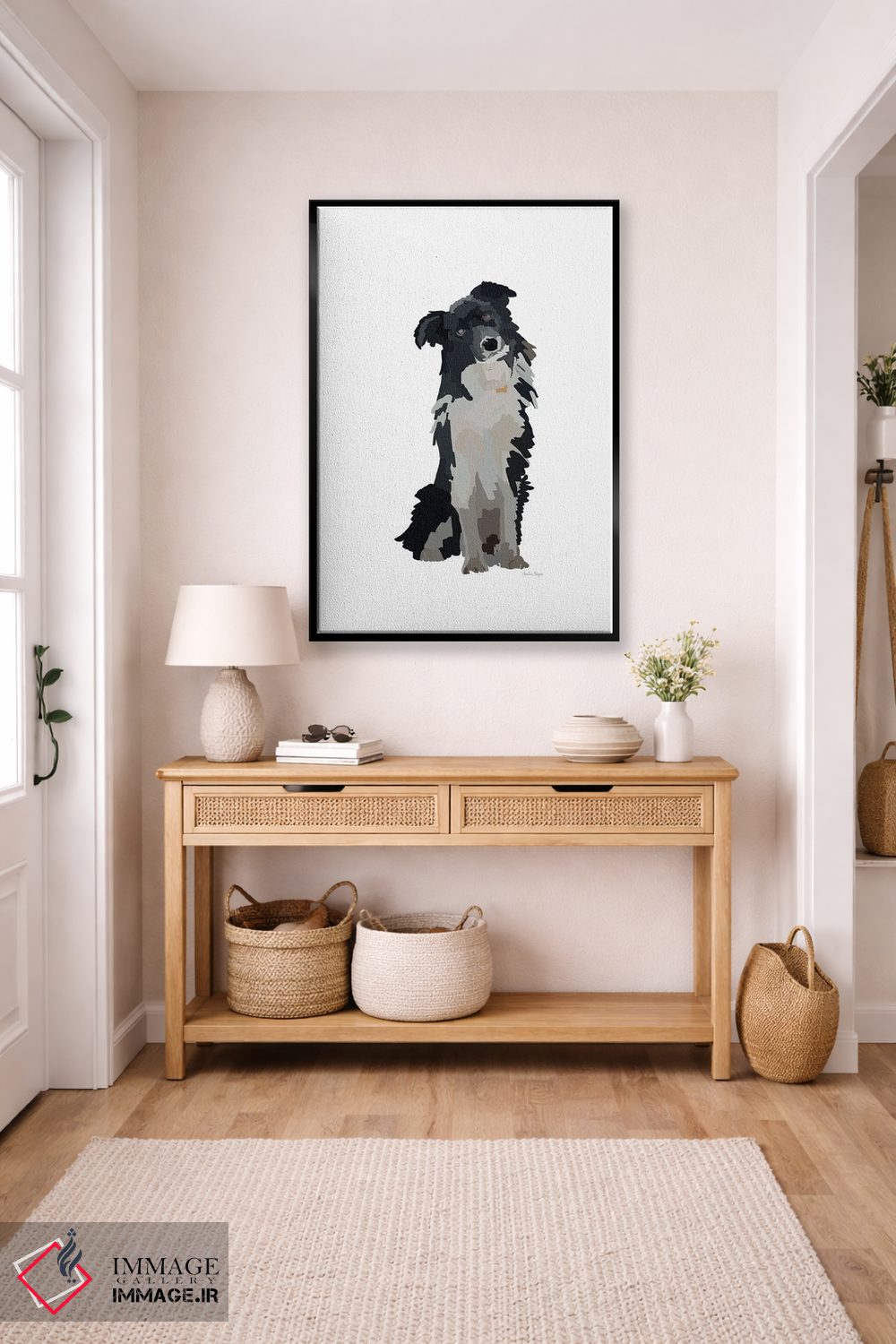تابلو مینیمال توله سگ سیاه و سفید اثر آملیا نویز - D4B
