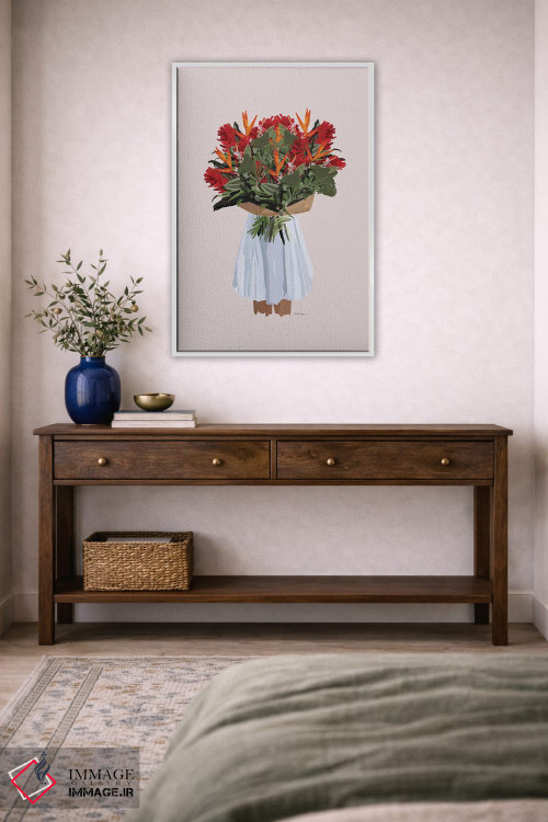 تابلو مینیمال دختر گل های استوایی اثر آملیا نویز - D2W