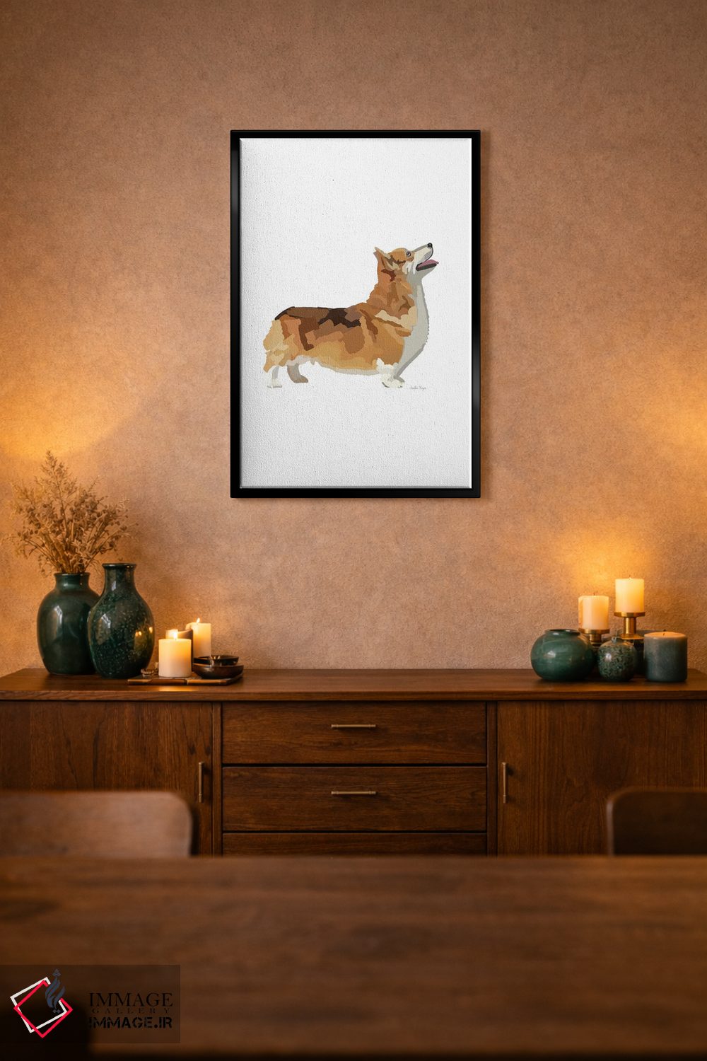 تابلو مینیمال سگ کورگی اثر آملیا نویز - D2B