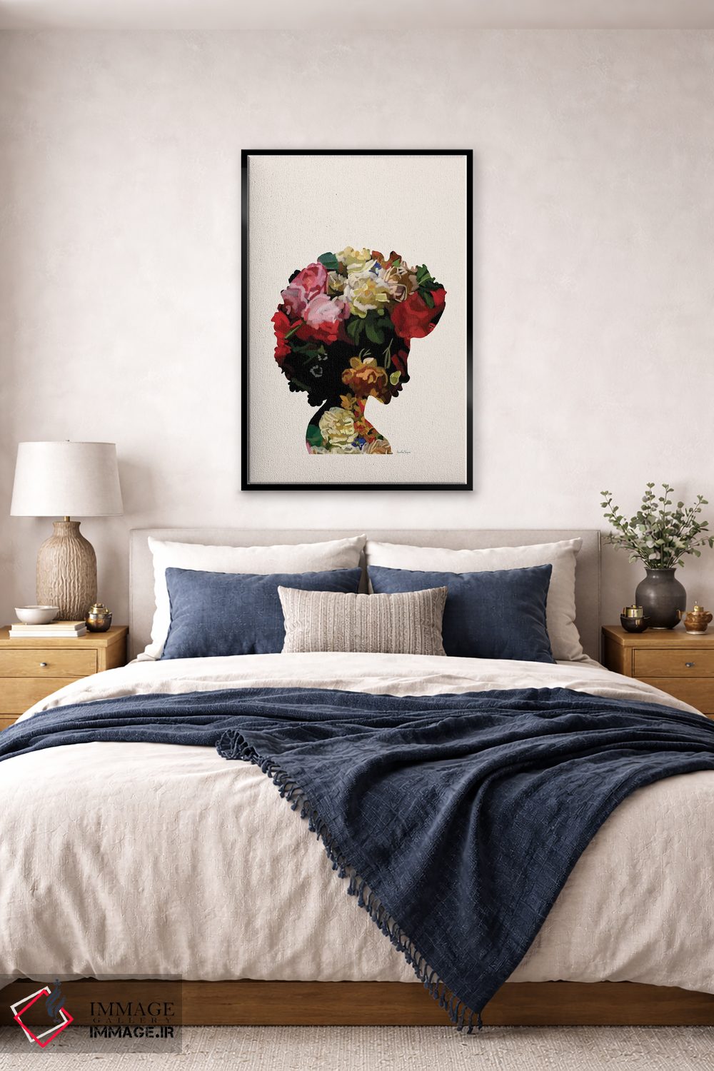 تابلو مینیمال سر با گل II اثر آملیا نویز - D6B